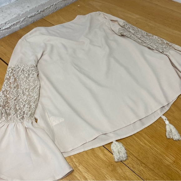 Womens Emery Rose Ivory Floral Laced Long-sleeve Top Medium - Picture 3 of 11